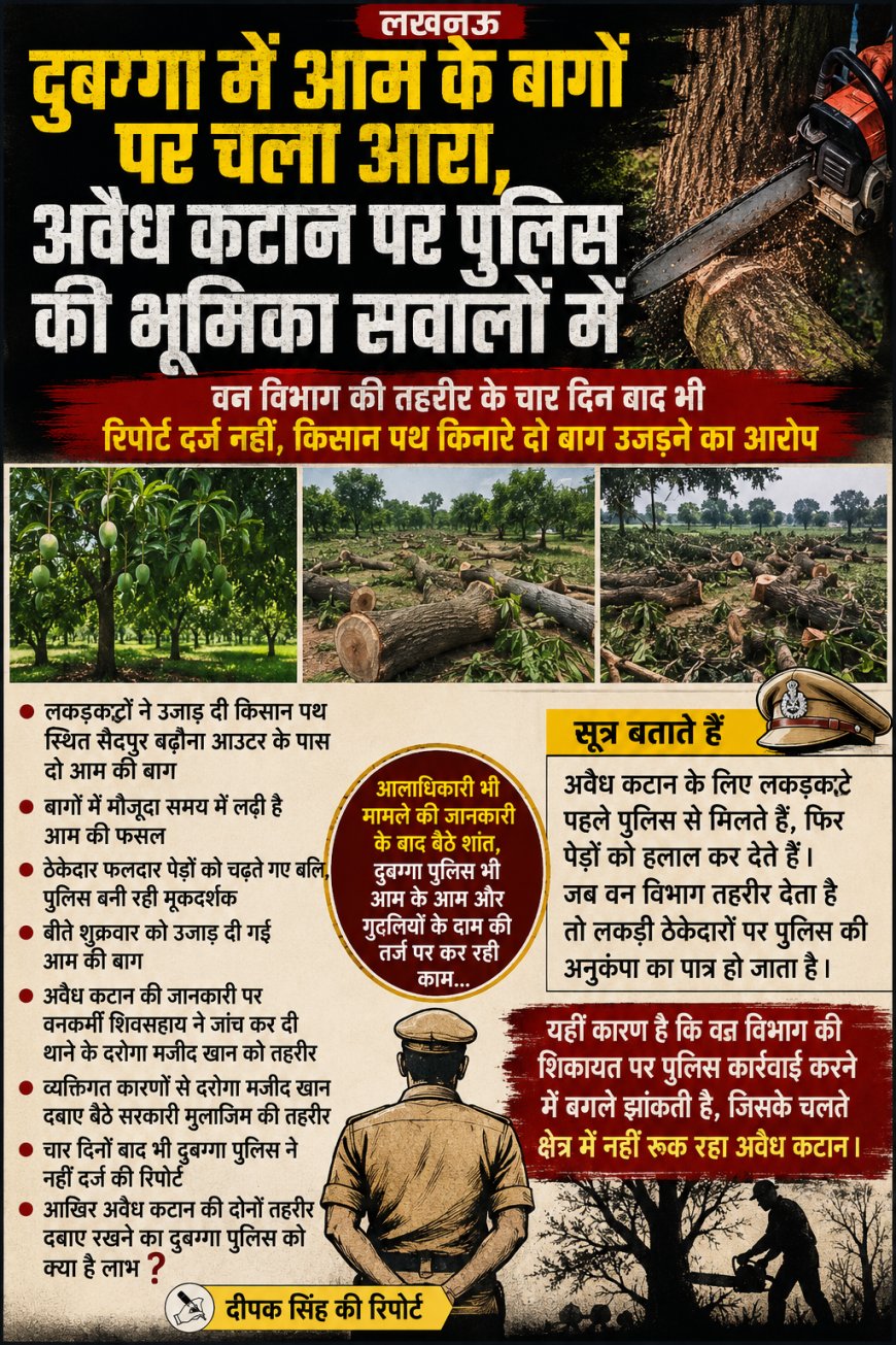 दुबग्गा में आम के बागों पर चला आरा, अवैध कटान पर पुलिस की भूमिका सवालों में